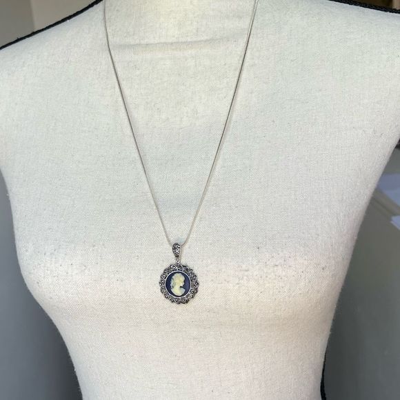 925 cameo marcasite 925 chain - Picture 4 of 12